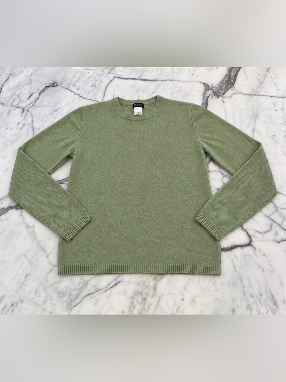 Vintage J.Crew 100% Cashmere Sage Green Crewneck Sweater S Scottish Yarn